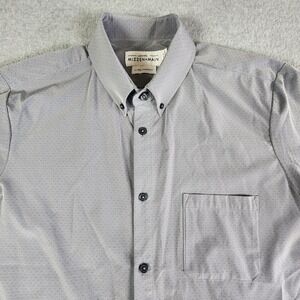 Mizzen+Main Leeward Standard Fit Shirt Men XL Gray Geometric Short Sleeve Pocket